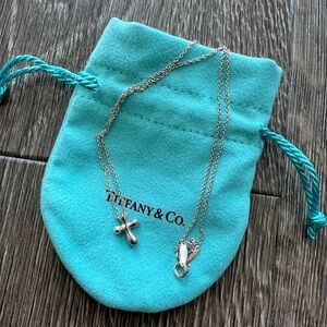 Tiffany & Co. Sterling Silver Cross Necklace - Turquoise Pouch